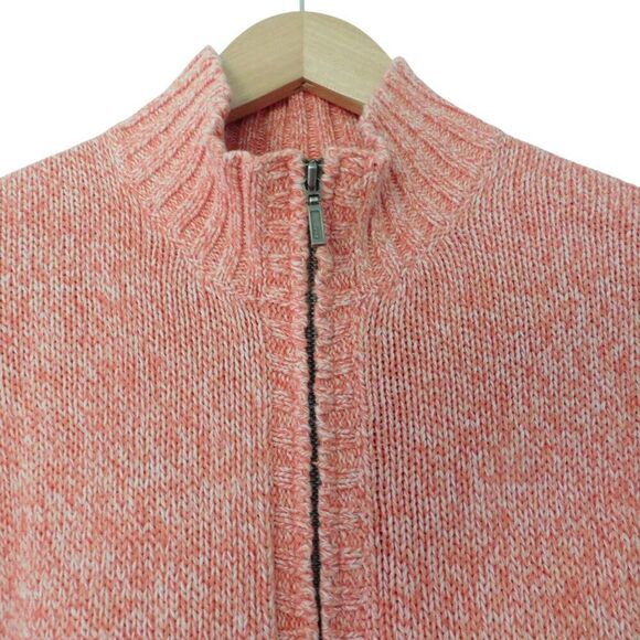LL‎ Bean Cardigan Medium Petite Orange Knit Heavy Cotton Full Zip Sweater - Picture 2 of 6